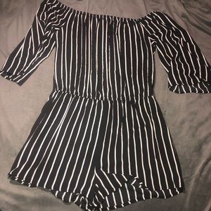 Black and white off the shoulder romper